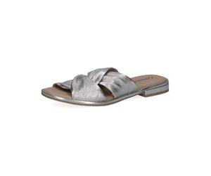 Pantolette CAPRICE "Caprice Pantoletten Leder", Damen, Gr. 39, silber (metallic silber), Leder, Schuhe Pantolette (92278844-39) metallic silber