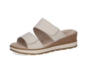 Pantolette CAPRICE, Damen, Gr. 39, natur, Nubukleder, Schuhe Pantolette, Keilabsatz, Sommerschuh, Schlupfschuh mit zwei Klettriemen (82505125-39) natur