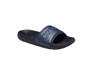 Pantolette CROCS "All Day Slide", Damen, Gr. 46, blau (marineblau), Obermaterial: 50% Polyester PES. 50% Sonstiges Material (Ananasfaser) AM_PF ., Schuhe Pantolette (28198816-46) marineblau