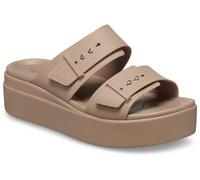 Pantolette CROCS "Brooklyn Low Wedge", Damen, Gr. 41, braun (latte), Croslite™, Schuhe Pantolette, Plateau, Sommerschuh, Schlappen mit Schnallenverschluss (91086700-41)
