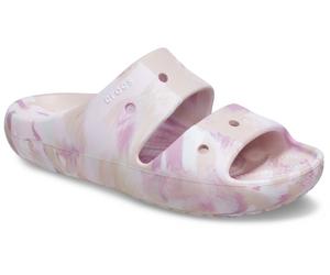 Pantolette CROCS "Classic Marbled Sandal", Damen, Gr. 39, quartz, rosa, Croslite™, Schuhe Pantolette, mit Tieffußbett (36863808-39) quartz, rosa