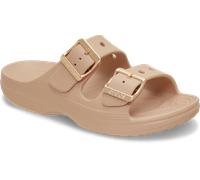 Pantolette CROCS "Saturday Metallic Buckle Sandal W", Damen, Gr. 42, beige (blush), Croslite™, Schuhe Pantolette, Sommerschuh, Urlaubsschuh, Strandschuh, Schlappen mit Schnallen (15083343-42) blush