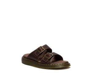 Pantolette DR. MARTENS "Josef", Damen, Gr. 45, braun, Leder, Schuhe Pantolette, Sommerschuh, Schlupfschuh mit Logoprägung an den Schnallen, Slide (62161732-45) braun