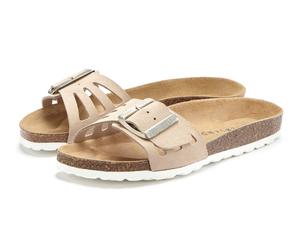 Pantolette ELBSAND "Sandale, Mule, offener Schuh, Sommerschuhe, Lederpantolette", Damen, Gr. 42, beige, Obermaterial: 100% Rindsleder. Decksohle: 100% Rindsleder. Laufsohle: 100% Synthetik, unifarben,