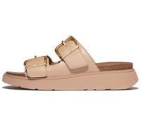 Pantolette FITFLOP "GEN-FF", Damen, Gr. 38, beige, Leder, unifarben, Schuhe Pantolette, Keilabsatz, Sommerschuh, Schlappen mit Microwobbleboard-Innensohle (18538461-38) beige