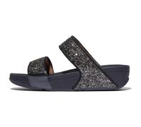 Pantolette FITFLOP "LULU MULTI-TONAL GLITTER", Damen, Gr. 39, blau (midnight navy glitter), Synthetik, Glitzer, Schuhe Pantolette, Badeschuh, Slides, Sandale mit Glitter (13496502-39)