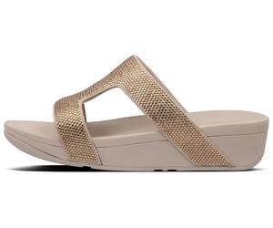 Pantolette FITFLOP "MARLI", Damen, Gr. 39, gold (goldfarben), Textil, Glitzer, Schuhe Pantolette, Sommerschuh, Strandschuh, Sandale, Flats mit Glitzer-Details (35787861-39) goldfarben