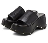 Pantolette FRENCH CONNECTION "Mule, Sandale, offener Schuh, Lederpantolette, Sommerschuhe", Damen, Gr. 43, schwarz, Obermaterial: 100% Rindsleder. Decksohle: 100% Synthetik. Futter: 100% Rindsleder. L
