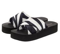 Pantolette FRENCH CONNECTION "Sandale, Sommerschuhe, Mule, offener Schuh, Badelatsche, Badeschlappe", Damen, Gr. 43, schwarz (schwarz, weiß), Obermaterial: 100% Textilmaterial. Decksohle: 100% Synthet