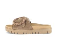 Pantolette GABOR, Damen, Gr. 37, braun (nussbraun), Ziegenveloursleder, unifarben, Schuhe Pantolette, Plateau, Sommerschuh, Schlappen mit Zierperlen an der Zierschnalle (94465937-37) nussbraun