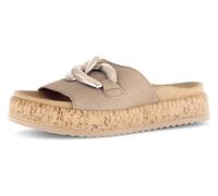 Pantolette GABOR, Damen, Gr. 37, gold (beige, goldfarben), Kalbsleder, Ziegenveloursleder, Schuhe Pantolette, Plateau, Sommerschuh, Schlupfschuh mit bezogener Zierkette (92087847-37)