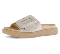 Pantolette GABOR, Damen, Gr. 38, beige (hellbeige), Ziegenveloursleder, unifarben, Schuhe Pantolette, Plateau, Sommerschuh, Schlappen mit großer Zierschnalle, Topseller (17876849-38)