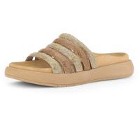 Pantolette GABOR, Damen, Gr. 38, gold (goldfarben, roségoldfarben), Textil, Schuhe Pantolette, Plateau, Sommerschuh, Schlappen in funkelnder Optik (28539916-38) goldfarben, roségoldfarben