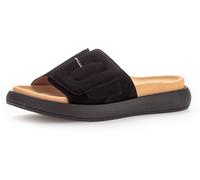 Pantolette GABOR, Damen, Gr. 38, schwarz, Ziegenveloursleder, unifarben, Schuhe Pantolette, Plateau, Sommerschuh, Schlappen mit großer Zierschnalle, Topseller (42506045-38) schwarz
