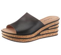 Pantolette GABOR, Damen, Gr. 40,5, schwarz, Kalbsleder, unifarben, Schuhe Pantolette, Keilabsatz, Sommerschuh, Schlappe, raffinierte Absatzgestaltung (93871630-40,5) schwarz