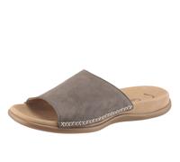 Pantolette GABOR, Damen, Gr. 40 (6,5), grau (taupe), Nubukleder, Schuhe Pantolette, Keilabsatz, Sommerschuh, Schlappen in schlichter Form, Topseller (351652-40)