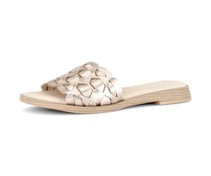 Pantolette GABOR, Damen, Gr. 40, goldfarben, Glattleder, Schuhe Pantolette, Blockabsatz, Sommerschuh mit hübschen Flechtriemen (97429369-40) goldfarben