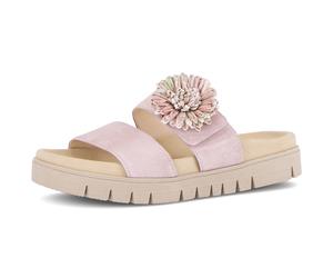 Pantolette GABOR, Damen, Gr. 40, rosa (rosé), Veloursleder, unifarben, Schuhe Pantolette, Plateau, Sommerschuh, Schlupfschuh mit Bast-Zierblüte (16054555-40) rosé