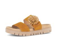 Pantolette GABOR, Damen, Gr. 42, dunkelorange, Veloursleder, unifarben, Schuhe Pantolette, Plateau, Sommerschuh, Schlupfschuh mit Bast-Zierblüte (42019625-42) dunkelorange
