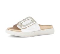 Pantolette GABOR, Damen, Gr. 42, weiß, silberfarben, Nappaleder, metallic, unifarben, Schuhe Pantolette, Plateau, Schlupfschuh, Sommerschuh mit großer Zierschnalle (64734236-42) weiß, silberfarben