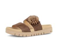 Pantolette GABOR, Damen, Gr. 43, dunkelbraun, Ziegenveloursleder, unifarben, Schuhe Pantolette, Plateau, Sommerschuh, Schlupfschuh mit Bast-Zierblüte (64628864-43) dunkelbraun