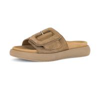 Pantolette GABOR, Damen, Gr. 44, nussbraun, Ziegenveloursleder, unifarben, Schuhe Pantolette, Plateau, Sommerschuh, Schlappen mit großer Zierschnalle (30213132-44) nussbraun