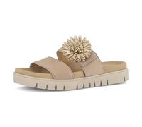Pantolette GABOR, Damen, Gr. 44, sand, Ziegenveloursleder, unifarben, Schuhe Pantolette, Plateau, Sommerschuh, Schlupfschuh mit Bast-Zierblüte (43800100-44) sand