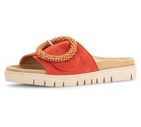 Pantolette GABOR, Damen, Gr. 46, orange, Ziegenveloursleder, Schuhe Pantolette, Plateau, Sommerschuh, Schlappen mit Zierperlen an der Zierschnalle (27456002-46)