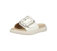 Pantolette GABOR, Damen, Gr. 42, weiß, silberfarben, Nappaleder, metallic, unifarben, Schuhe Pantolette, Plateau, Schlupfschuh, Sommerschuh mit großer Zierschnalle (64734236-42) weiß, silberfarben
