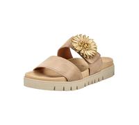 Pantolette GABOR, Herren, Gr. 39, sand, Ziegenveloursleder, unifarben, Schuhe Pantolette, Plateau, Sommerschuh, Schlupfschuh mit Bast-Zierblüte (43800100-39) sand