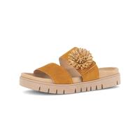 Pantolette GABOR, Damen, Gr. 37, dunkelorange, Veloursleder, unifarben, Schuhe Pantolette, Plateau, Sommerschuh, Schlupfschuh mit Bast-Zierblüte (42019625-37) dunkelorange