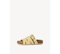 Pantolette TAMARIS, Damen, Gr. 39, gelb, Veloursleder, unifarben, Basic, Schuhe Pantolette, Schlupfschuh, Hausschuh, Sommerschuh mit Veloursleder-Fußbett (29861769-39) gelb