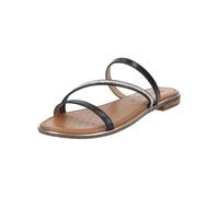 Pantolette GEOX "Geox Pantoletten Leder", Damen, Gr. 39, schwarz (schwarz, silber), Leder, Schuhe Pantolette (32407152-39) schwarz, silber