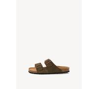 Pantolette TAMARIS, Damen, Gr. 40, oliv, Leder, unifarben, used, Basic, Schuhe Pantolette, Hausschuh, Bequemschuh mit Logo-Schriftzug, für Herren (37201251-40) oliv