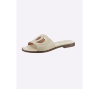 Pantolette HEINE, Damen, Gr. 37, beige (creme), Glattleder, Leder, Rindsleder, Schuhe Pantolette (97965124-37) creme