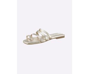Pantolette HEINE, Damen, Gr. 38, gold (hellgoldfarben), Leder, Schuhe Pantolette (47916150-38) hellgoldfarben