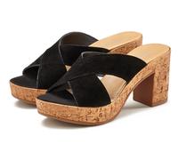 Pantolette LASCANA, Damen, Gr. 39, schwarz, Obermaterial: 100% Ziegenleder. Decksohle: 100% Ziegenleder. Futter: 100% Synthetik. Laufsohle: 100% Synthetik, Veloursleder, unifarben, Schuhe Pantolette,