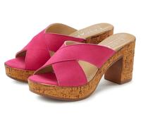 Pantolette LASCANA, Damen, Gr. 41, pink, Obermaterial: 100% Ziegenleder. Decksohle: 100% Ziegenleder. Futter: 100% Synthetik. Laufsohle: 100% Synthetik, Veloursleder, unifarben, Schuhe Pantolette, Mul