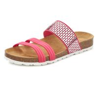 Pantolette LASCANA "Mule, Sandale, offener Schuh", Damen, Gr. 42, pink, Obermaterial: 100% Textilmaterial. Decksohle: 100% Rindsleder. Laufsohle: 100% Synthetik, Glitzer, Schuhe Pantolette, mit Komfor