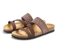 Pantolette LASCANA "Mule, Sandale, offener Schuh, Sommerschuh", Damen, Gr. 38, braun, Obermaterial: 50% Synthetik, 50% Textilmaterial. Decksohle: 100% Rindsleder. Laufsohle: 100% Synthetik, Glitzer, B