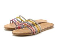 Pantolette LASCANA "Mule, Sandale, offener Schuh, Sommerschuh", Damen, Gr. 39, silber (silberfarben, multi), Obermaterial: 100% Synthetik. Decksohle: 100% Rindsleder. Laufsohle: 100% Synthetik, mehrfa