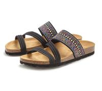 Pantolette LASCANA "Mule, Sandale, offener Schuh, Sommerschuh", Damen, Gr. 41, schwarz, Obermaterial: 50% Synthetik, 50% Textilmaterial. Decksohle: 100% Rindsleder. Laufsohle: 100% Synthetik, Glitzer,