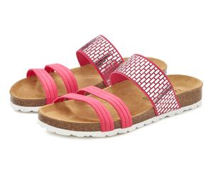 Pantolette LASCANA "Mule, Sandale, offener Schuh, Sommerschuh", Damen, Gr. 42, pink, Obermaterial: 100% Textilmaterial. Decksohle: 100% Rindsleder. Laufsohle: 100% Synthetik, Glitzer, Schuhe Pantolett