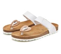 Pantolette LASCANA "Mule, Sandale, offener Schuh, Sommerschuh, Zehentrenner", Damen, Gr. 38, weiß, Obermaterial: 100% Lederimitat. Decksohle: 100% Rindsleder. Futter: 100% Textilmaterial. Laufsohle: 1