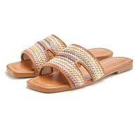 Pantolette LASCANA "Sandale, offener Schuh, Sommerschuh, Mule", Damen, Gr. 38, bunt, Obermaterial: 100% Textilmaterial. Decksohle: 100% Lederimitat. Futter: 100% Lederimitat. Laufsohle: 100% Synthetik
