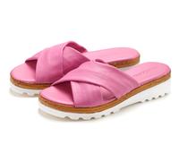 Pantolette LASCANA "Sandale, Sommerschuh, Mule, offener Schuh", Damen, Gr. 36, pink, Obermaterial: 100% Schafsleder. Decksohle: 100% Schafsleder. Futter: 100% Synthetik. Laufsohle: 100% Synthetik, uni