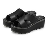 Pantolette LASCANA "Sandale, Sommerschuh, Mule, offener Schuh", Damen, Gr. 36, schwarz, Obermaterial: 100% Schafsleder. Decksohle: 100% Lederimitat. Futter: 100% Synthetik. Laufsohle: 100% Synthetik, 
