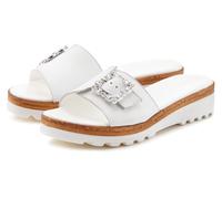Pantolette LASCANA "Sandale, Sommerschuh, offener Schuh, Mule", Damen, Gr. 36, blau (weiß), Obermaterial: 100% Schafsleder. Decksohle: 100% Lederimitat. Futter: 100% Synthetik. Laufsohle: 100% Synthet