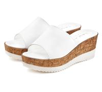 Pantolette LASCANA "Sommerschuh, offener Schuh, Mule, Sandalette", Damen, Gr. 38, weiß, Obermaterial: 100% Ziegenleder. Decksohle: 100% Ziegenleder. Futter: 100% Synthetik. Laufsohle: 100% Synthetik, 