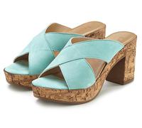 Pantolette LASCANA "Sommerschuh, offener Schuh, Sandalette, Mule", Damen, Gr. 37, blau (türkis), Obermaterial: 100% Ziegenleder. Decksohle: 100% Ziegenleder. Futter: 100% Synthetik. Laufsohle: 100% Sy